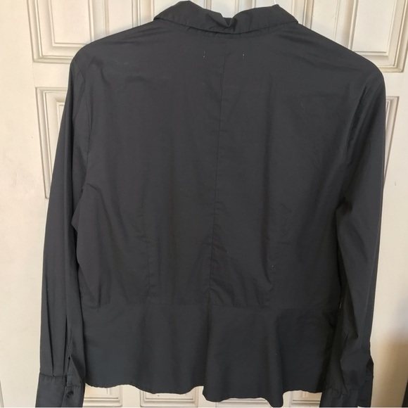 Liz Claiborne Blouse Black SxXL Collar/Cuffs Button Down Peplum - Picture 5 of 8